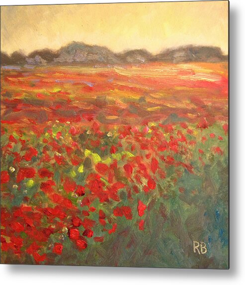  Colorful Metal Print featuring the painting Field of Poppies by Robie Benve