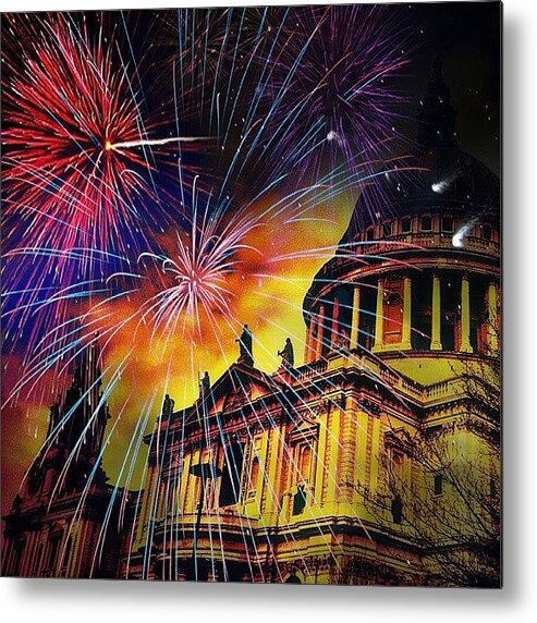 Love Metal Print featuring the photograph Fireworks Above St. Pauls Cathedral London England by Chris Drake