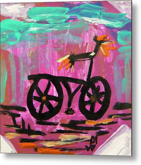 Bike Metal Print featuring the painting First Bike by Mary Carol Williams