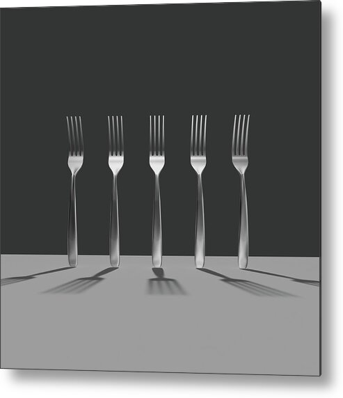 Five Objects Metal Print featuring the digital art Five Forks by Yagi Studio