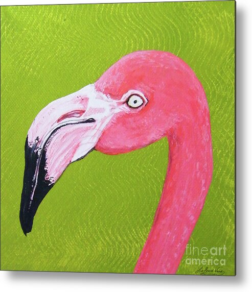 Flamingo Metal Print featuring the painting Flamingo Head by Lizi Beard-Ward