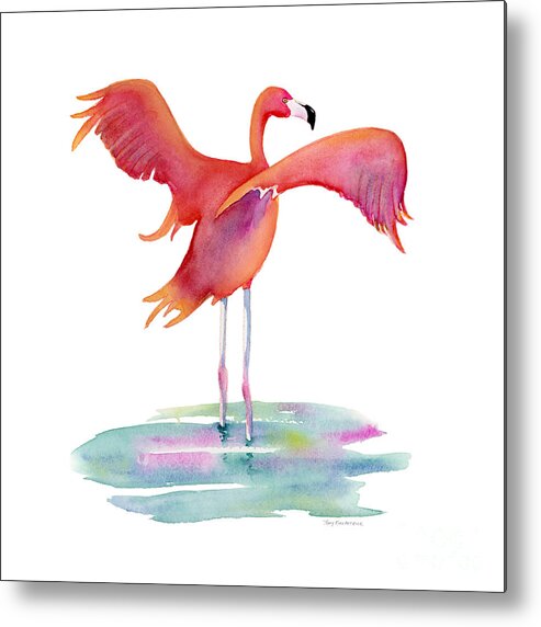 Flamingo Metal Print featuring the painting Flamingo Wings by Amy Kirkpatrick