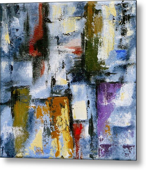 Abstract Metal Print featuring the painting Flint by Jo Appleby