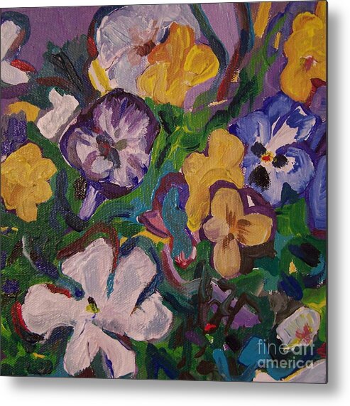 Flowers Metal Print featuring the painting Flower Bed Rhythm by Catherine Gruetzke-Blais