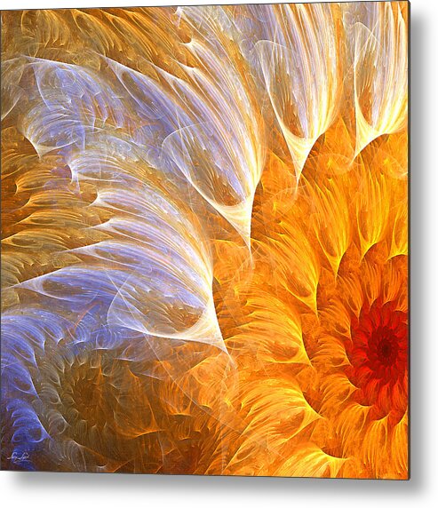 Yellow Metal Print featuring the painting Flower's Glow by Lourry Legarde
