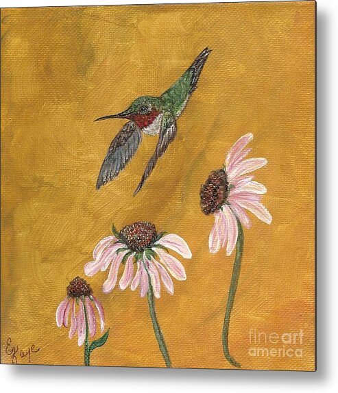 Birds Metal Print featuring the painting Flying by by Ella Kaye Dickey