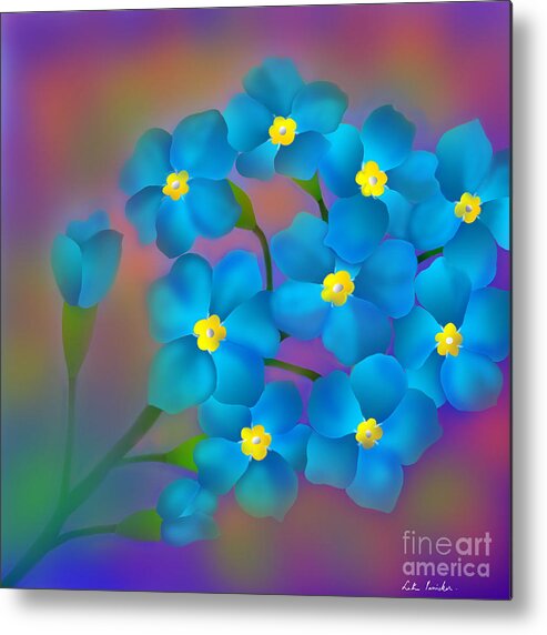 Valentines Day Greetings Metal Print featuring the digital art Forget- me -not flowers by Latha Gokuldas Panicker