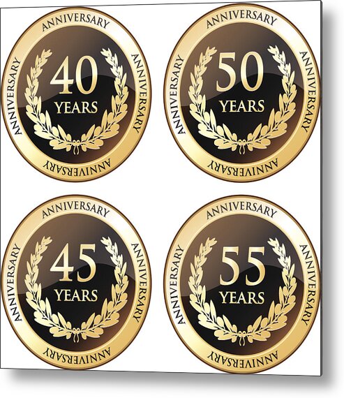 Celebration Metal Print featuring the drawing Fortieth And Fiftieth Anniversary Awards by Debela