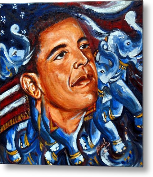 President Obama Metal Print featuring the painting Forward by Harsh Malik