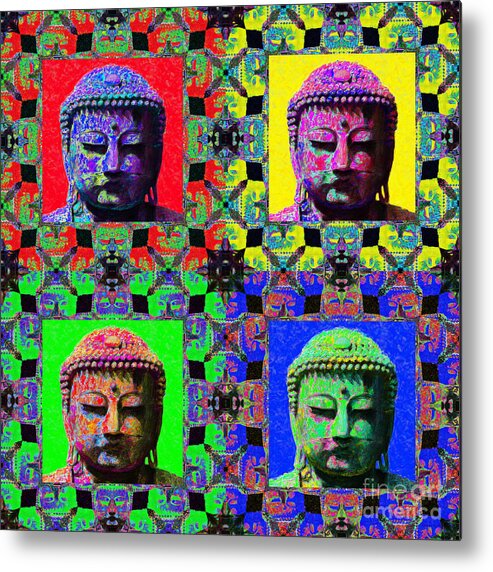 Religion Metal Print featuring the photograph Four Buddhas 20130130 by Wingsdomain Art and Photography