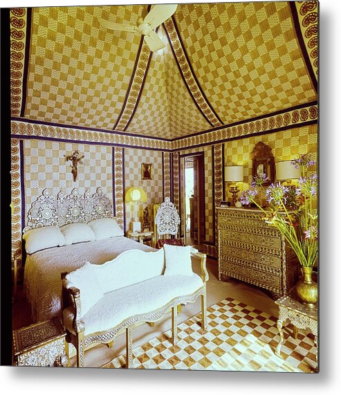 Antique Metal Print featuring the photograph Franco Zeffirelli's Bedroom by Horst P. Horst