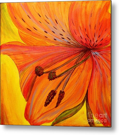  Metal Print featuring the painting Freckles On Orange by Lee Owenby