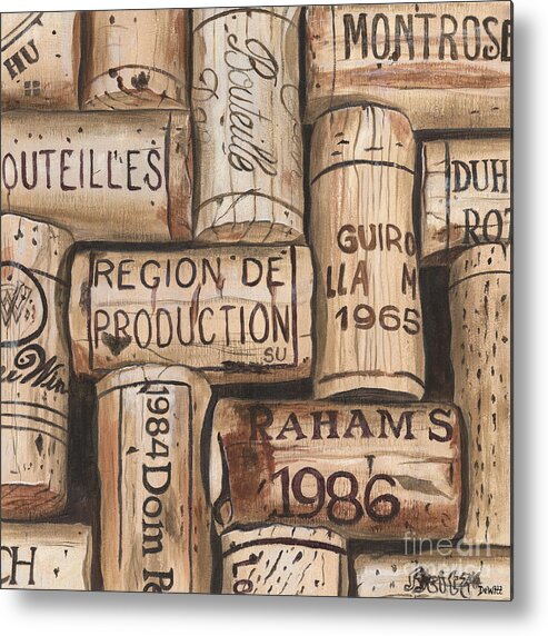 Alcohol Metal Print featuring the painting French Corks by Debbie DeWitt