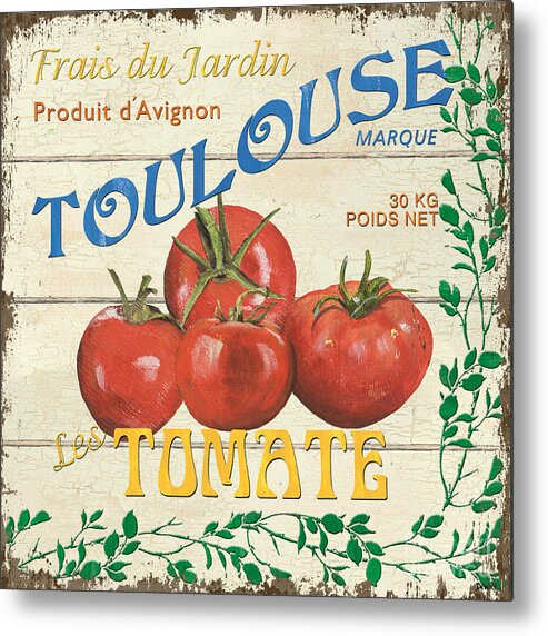 Tomatoes Metal Print featuring the painting French Veggie Sign 3 by Debbie DeWitt
