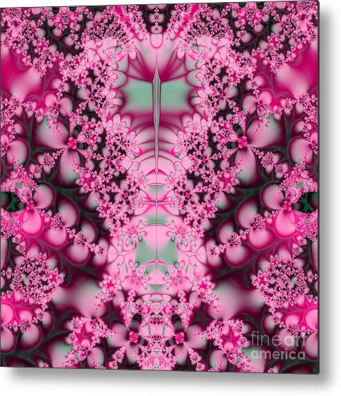 Frost On The Roses Fractal Metal Print featuring the digital art Frost on The Roses Fractal by Rose Santuci-Sofranko