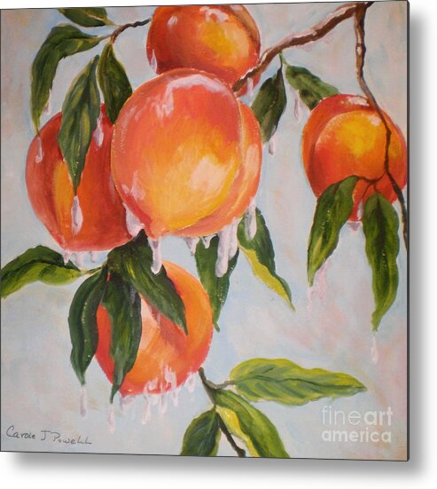 Fruit Metal Print featuring the painting Frosty Peaches by Carole Powell