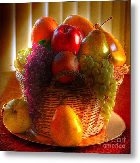 Still Life Metal Print featuring the photograph Fruit Basket by Kathy Baccari