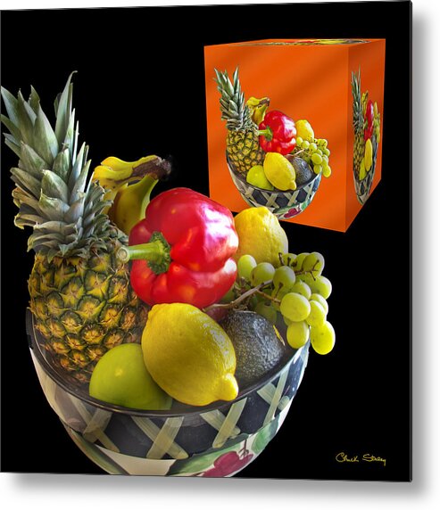 Fruit Bowl And Cube Metal Print featuring the photograph Fruit Bowl and Cube by Chuck Staley