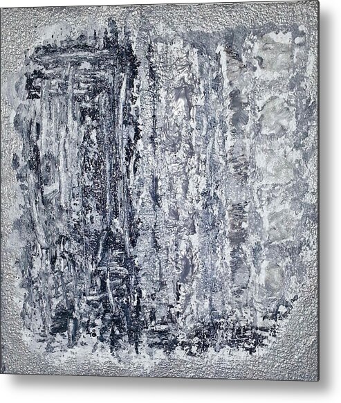 Abstract Artwork Metal Print featuring the painting G1 - greys by KUNST MIT HERZ Art with heart