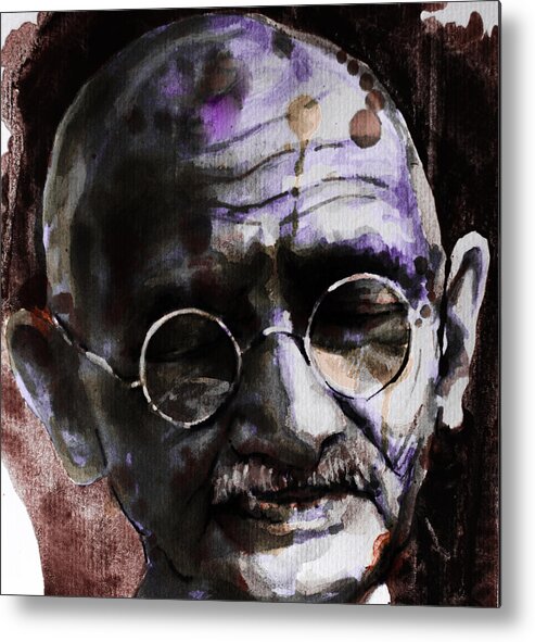 Gandhi Metal Print featuring the painting Gandhi by Laur Iduc