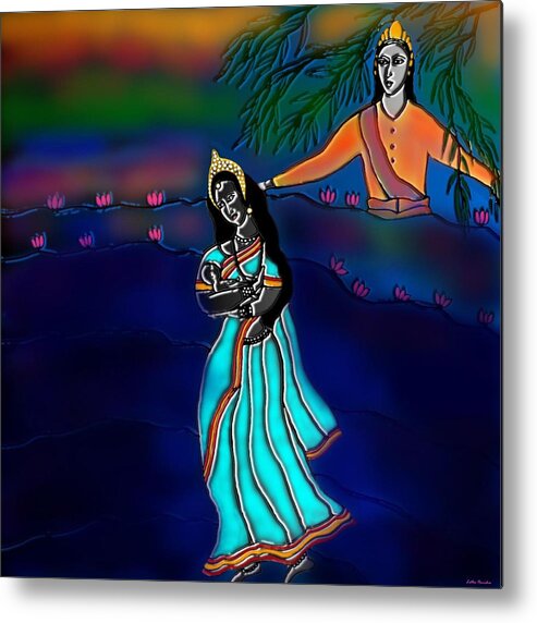 Ganga Devi And Santhanu Painting Metal Print featuring the digital art Ganga Devi and Santhanu by Latha Gokuldas Panicker