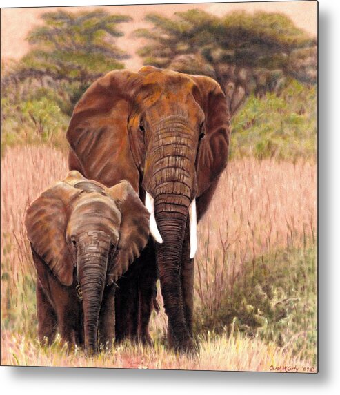 Children's Rooms Metal Print featuring the painting Giants Of Kenya by Carol McCarty