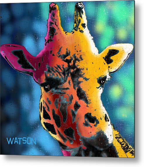 Close-up Metal Print featuring the digital art Giraffe by Marlene Watson