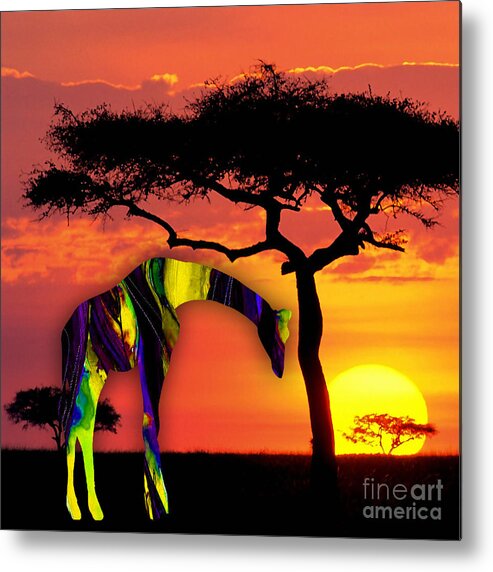 Giraffe Metal Print featuring the mixed media Giraffe Painting by Marvin Blaine