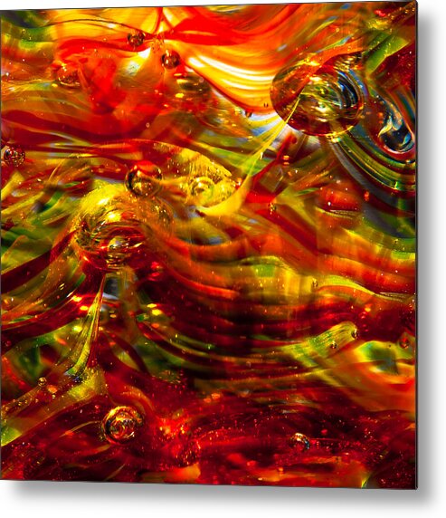 Glass Metal Print featuring the photograph Glass Macro - Burning Embers by David Patterson