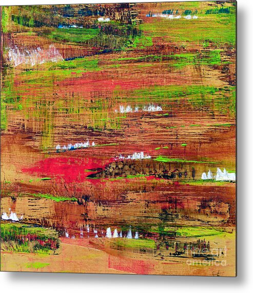 Gold Metal Print featuring the painting Gold - Abstract by Ismeta Gruenwald