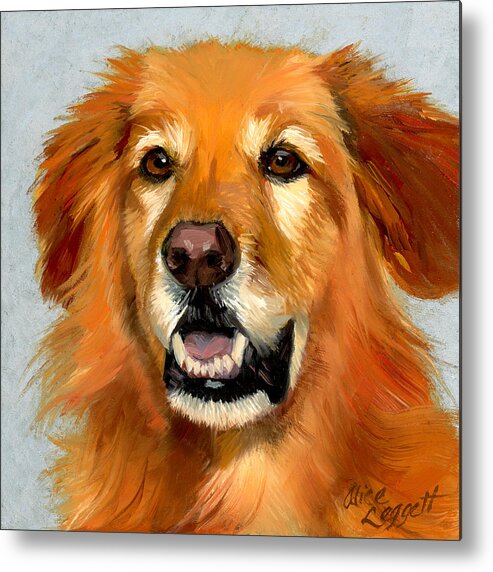 Golden Retriever Metal Print featuring the painting Golden Retriever Dog by Alice Leggett