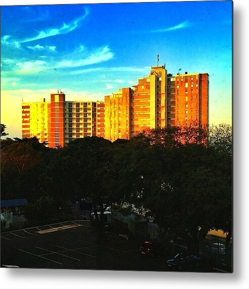 Tagstagramers Metal Print featuring the photograph Golden Sunset Highlighting A Building by Stuart Johns