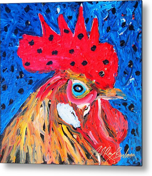 Rooster Metal Print featuring the painting Good luck rooster by Neal Barbosa