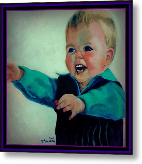 Boy Metal Print featuring the painting Grandma's Angel by MarvL Roussan