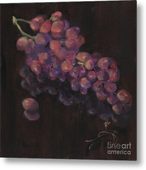 Flame Grapes Metal Print featuring the painting Grapes in Reflection by Maria Hunt