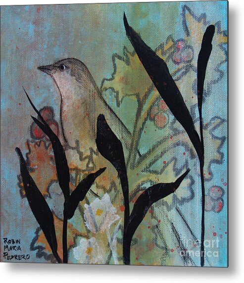 Gray Bird Metal Print featuring the painting Gray Bird by Robin Pedrero