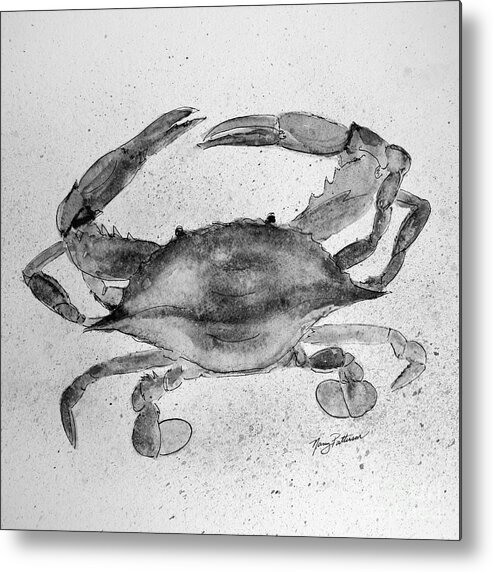 Crab Metal Print featuring the painting Gray Crab by Nancy Patterson