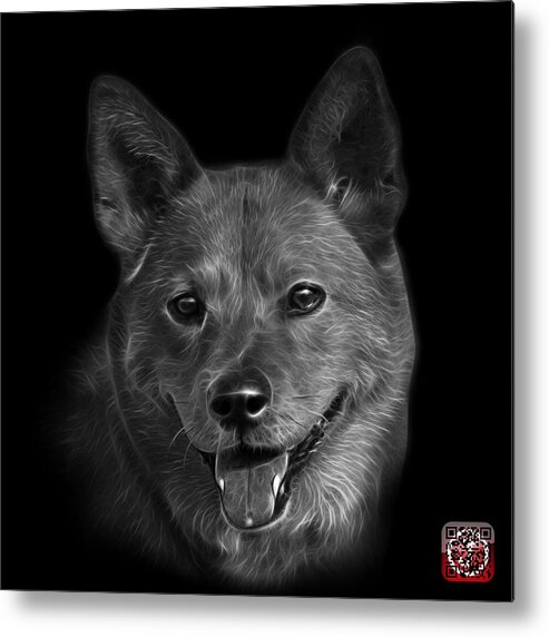 Shiba Inu Metal Print featuring the mixed media Greyscale Shiba Inu Dog Art - 8555 - BB by James Ahn