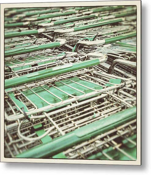 Transfer Print Metal Print featuring the photograph Grocery Shopping Carts by David Kozlowski