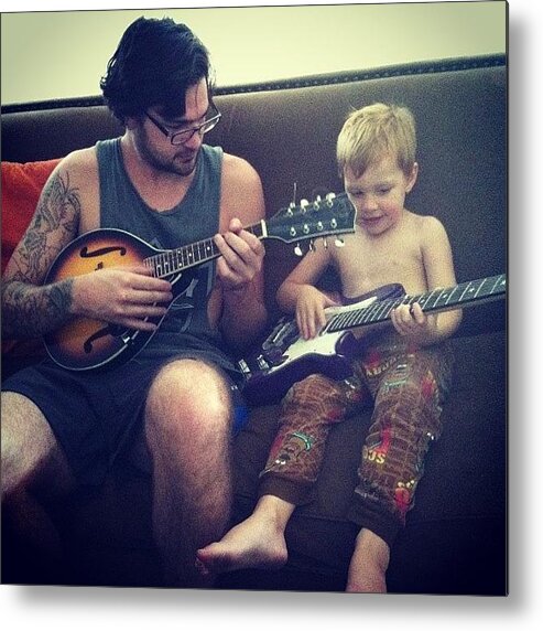  Metal Print featuring the photograph Guitar Lessons With Uncle Christian!! by Melissa Delahaya-Austin