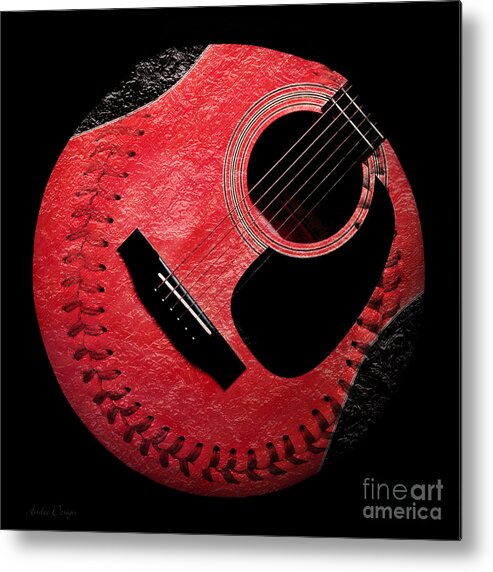 Baseball Metal Print featuring the digital art Guitar Strawberry Baseball by Andee Design