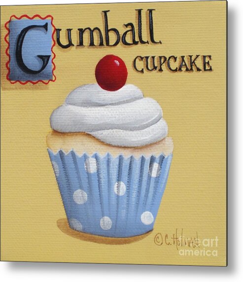 Art Metal Print featuring the painting Gumball Cupcake by Catherine Holman