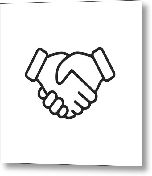 Working Metal Print featuring the drawing Handshake Thin Line Vector Icon. Editable Stroke. Pixel Perfect. For Mobile and Web. by Rambo182