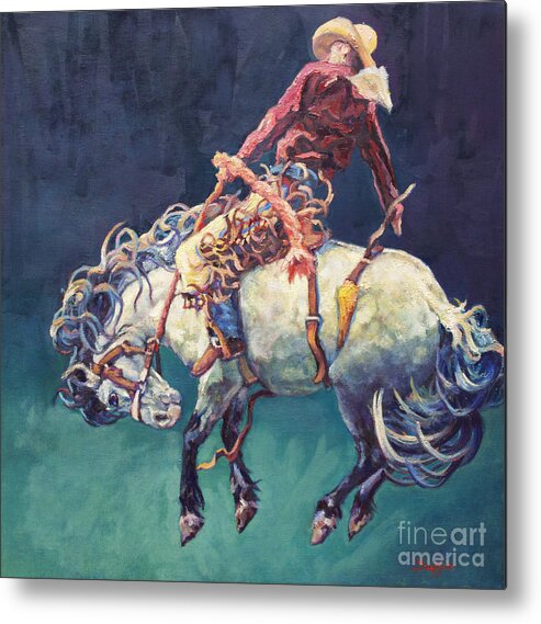 Cowboy Metal Print featuring the painting Hang Time by Patricia A Griffin