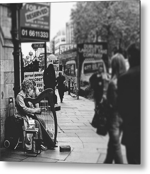  Metal Print featuring the photograph Harp Lady | College Green Dublin by Keri Kelly