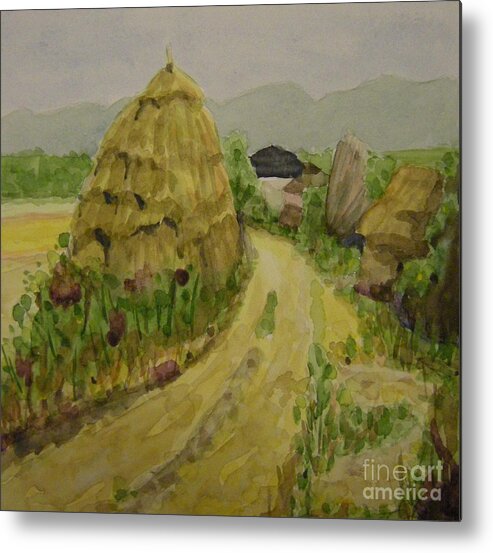 Landscape Metal Print featuring the painting Hay Stack by Lilibeth Andre