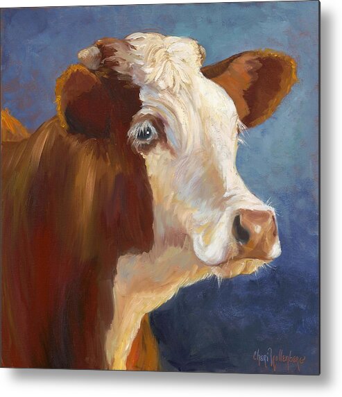 Hereford Cow Metal Print featuring the painting Heidi by Cheri Wollenberg