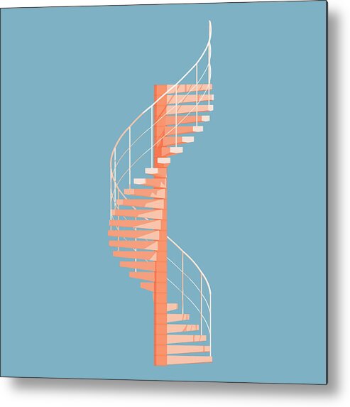 Architecture Metal Print featuring the digital art Helical Stairs by Peter Cassidy