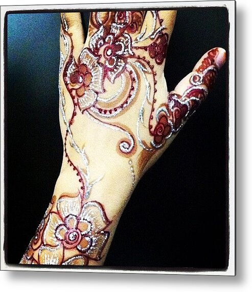 Partyhenna Metal Print featuring the photograph Henna With Glitter Outline. #henna by Gauher Peerji