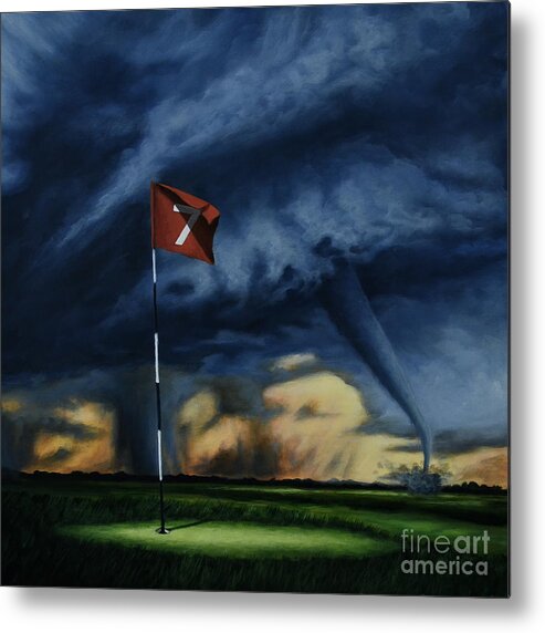 Golf Painting Metal Print featuring the painting Here Comes The Storm II by Ric Nagualero